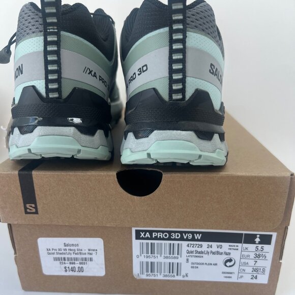 Salomon XA PRO 3D V9 GORE-TEX Quiet Shade / Lily Pad / Blue Haze Women Size 7 - Picture 8 of 8